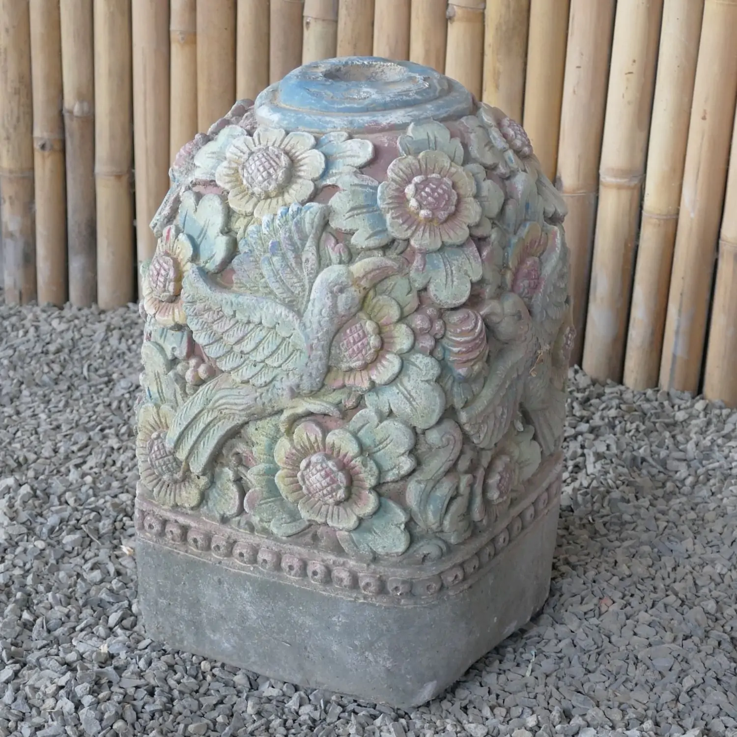  Product image 8 of the product “Balinese Stand for Umbrella or Flag - Old Style - Made from cement and taro sand, several parts, Approx. 50cm height ”